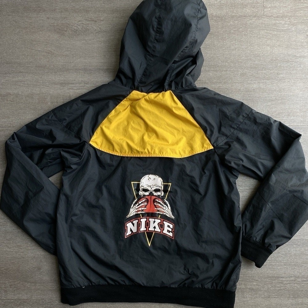 Nike Basketball Frenzy Skull Full Zip Hooded Boys Windbreaker Jacket Black Large
